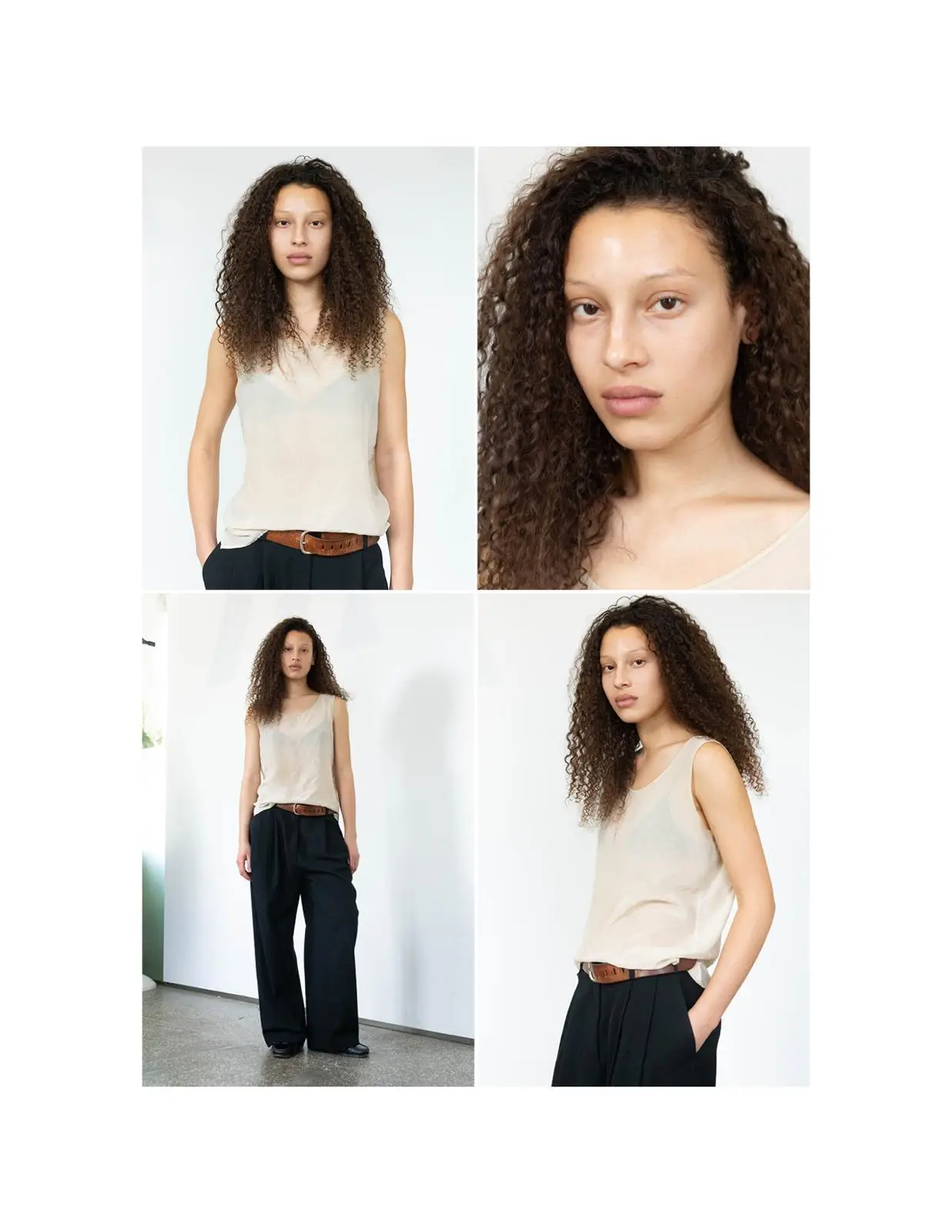Snaps/polas of a model, four different crops, portrait, american crop and full body picture